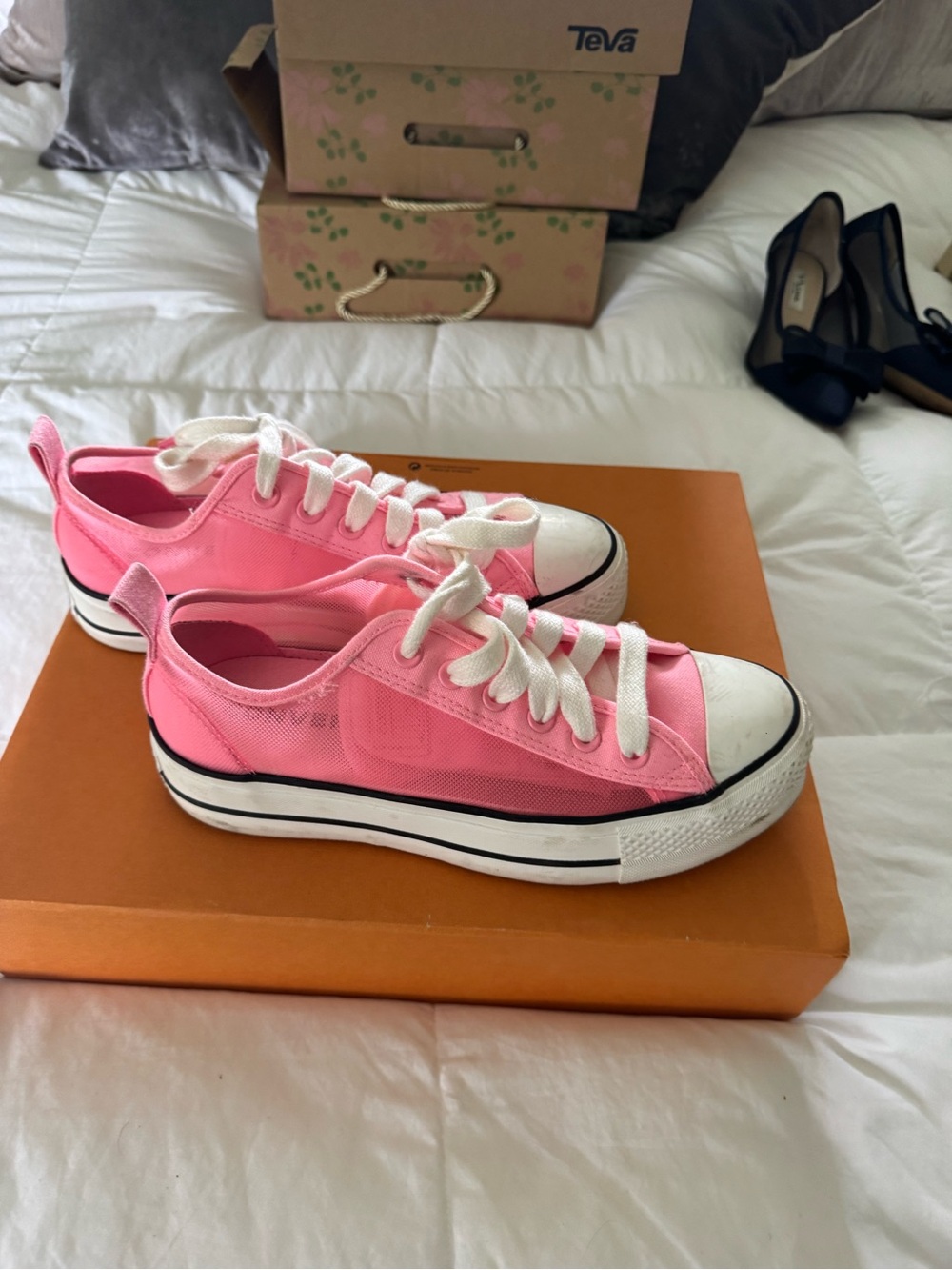 Converse Pink Low-Top Canvas Sneakers with White Accents